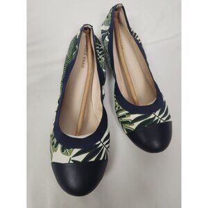 Cole Haan Women's Sz. 7.5B Elbridge Ballet Flats Palm Print Canvas